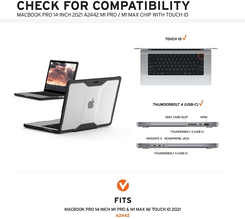 Чехол UAG Lucent для MacBook Pro 14'' M1 PRO / M1 MAX 2021 (Ice/Black) купить в интернет-магазине icover