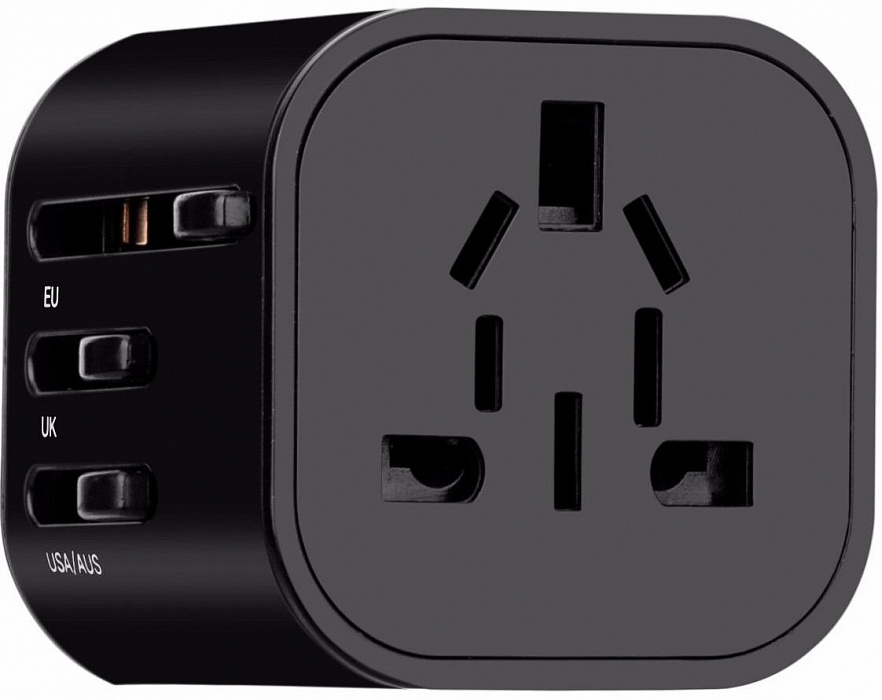 Momax World Mini AC Travel Adapter (UA2D) - универсальный адаптер питания (Black) купить в интернет-магазине icover