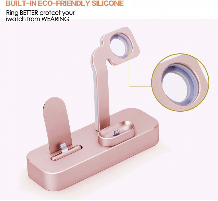 Док-станция COTEetCI Base19 (CS7201-MRG) для Apple Watch/iPhone/AirPods (Rose Gold) купить в интернет-магазине icover