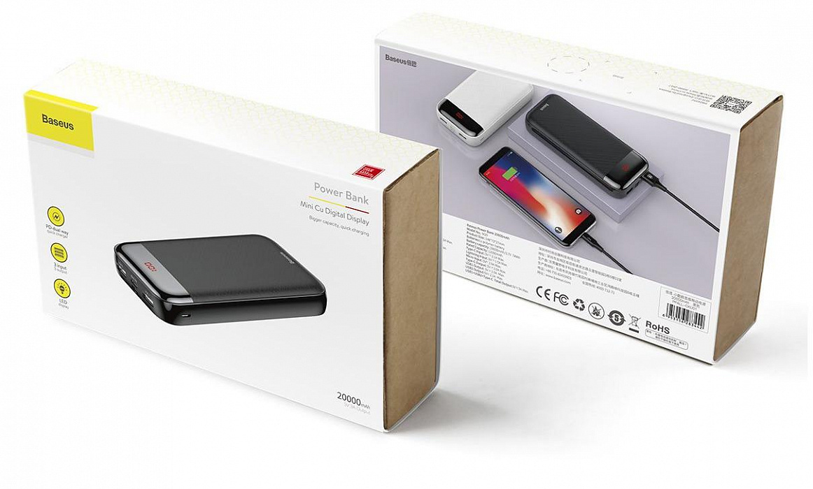 Внешний аккумулятор Baseus Mini Cu Digital Display Power Bank 20000 mAh PPAL-CKU01 (Black) купить в интернет-магазине icover