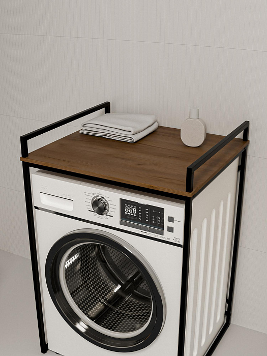 Стеллаж лофт для стиральной и сушильной машины RIDBERG CHICO (Dark Oak/Black) купить в интернет-магазине icover