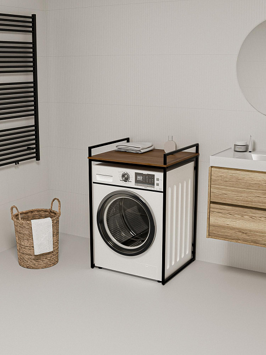 Стеллаж лофт для стиральной и сушильной машины RIDBERG CHICO (Dark Oak/Black) купить в интернет-магазине icover