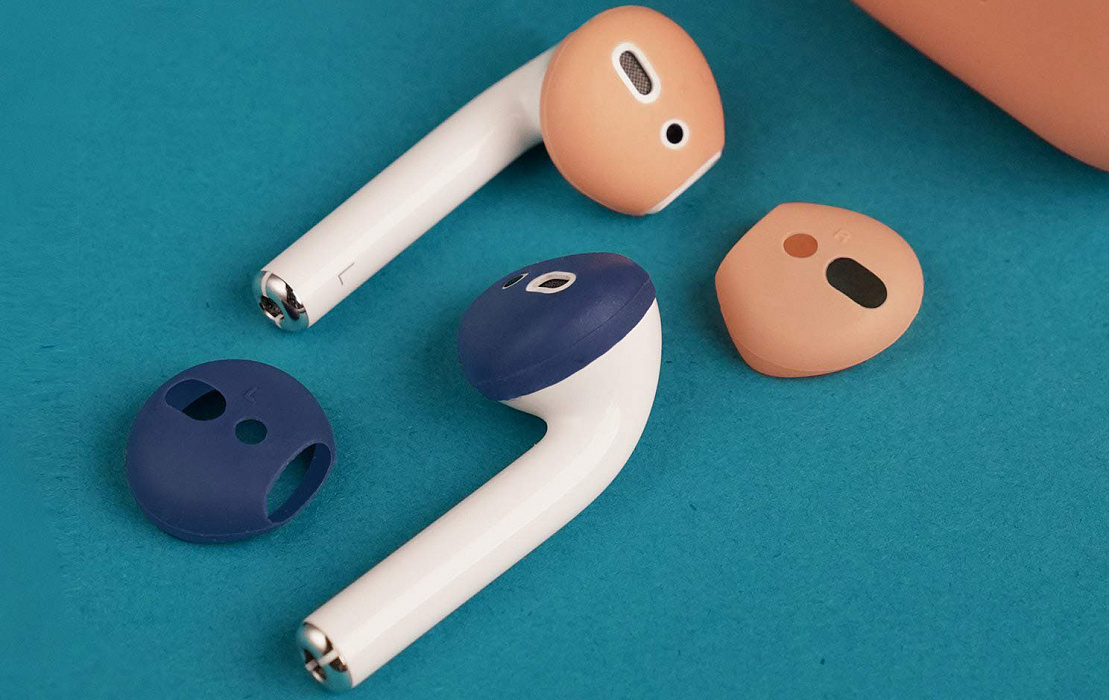 Держатель Elago Secure Fit (EAP-PADSM-JINP) для наушников Apple AirPods (Jean Indigo/Peach) купить в интернет-магазине icover
