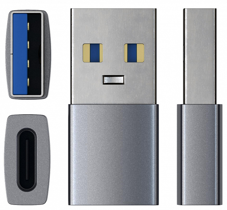 Адаптер Satechi USB-C Adapter ST-TAUCM (Space Grey) купить в интернет-магазине icover