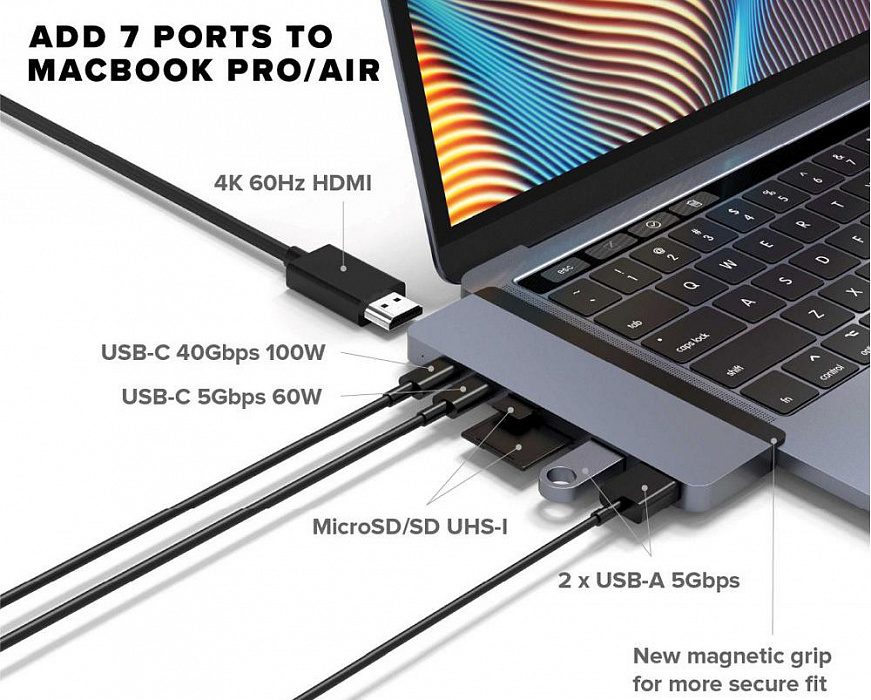 Хаб HyperDrive DUO 7-in-2 (Space Grey) купить в интернет-магазине icover