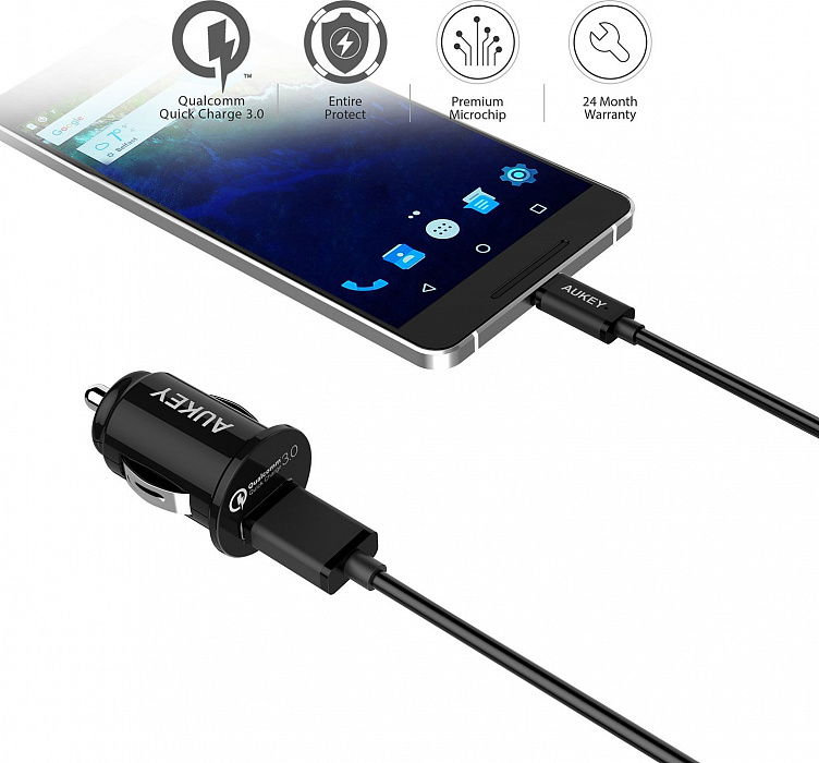 Автомобильное зарядное устройство Aukey CC-T13 (Black) купить в интернет-магазине icover