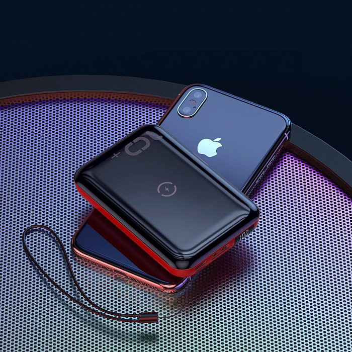 Внешний аккумулятор Baseus Mini S Bracket 10W Wireless Charger 10000mAh (Black/Red) купить в интернет-магазине icover
