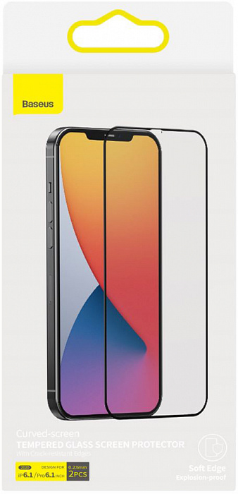 Защитное стекло Baseus Curved-screen Tempered 0.23mm (SGAPIPH61P-PE01) для iPhone 12/iPhone 12 Pro (Black) купить в интернет-магазине icover
