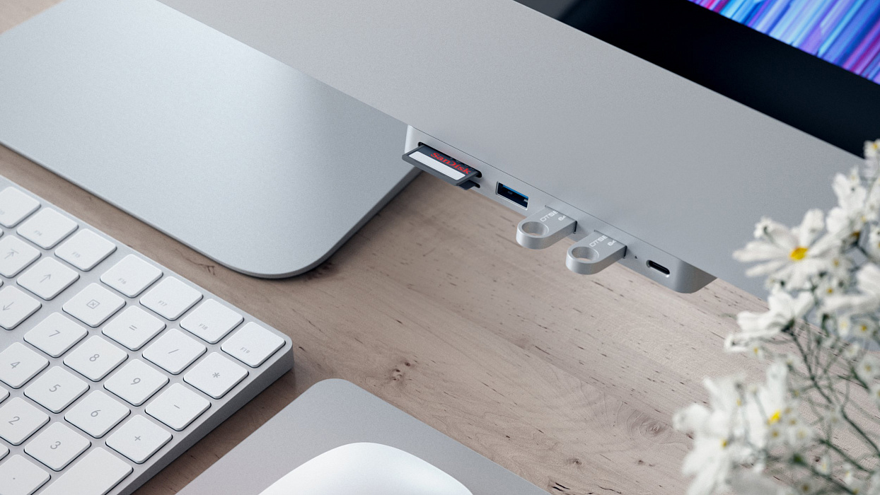 USB-концентратор Satechi Aluminum Type-C Clamp Hub Pro (Silver) купить в интернет-магазине icover