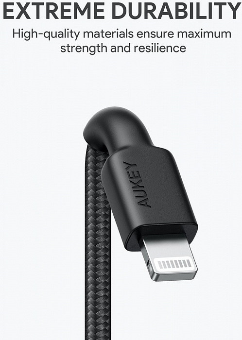 Кабель для iPod, iPhone, iPad Aukey Braided Nylon (CB-CL12) USB-C to Lightning 18cm (Black) купить в интернет-магазине icover