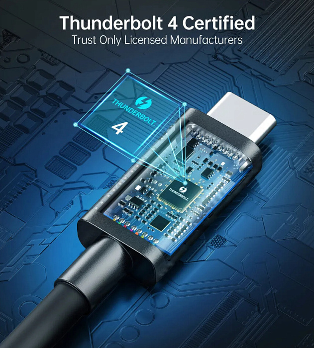 Кабель Сhoetech A3010 Thunderbolt 4 100W 0.8 м (Black) купить в интернет-магазине icover