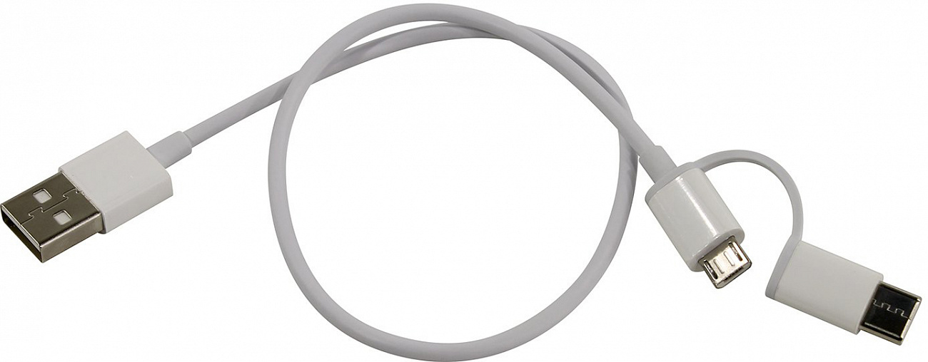 Кабель Xiaomi Mi 2-in-1 (SJV4083TY) USB-A to microUSB/Type C 0.3m (White) купить в интернет-магазине icover