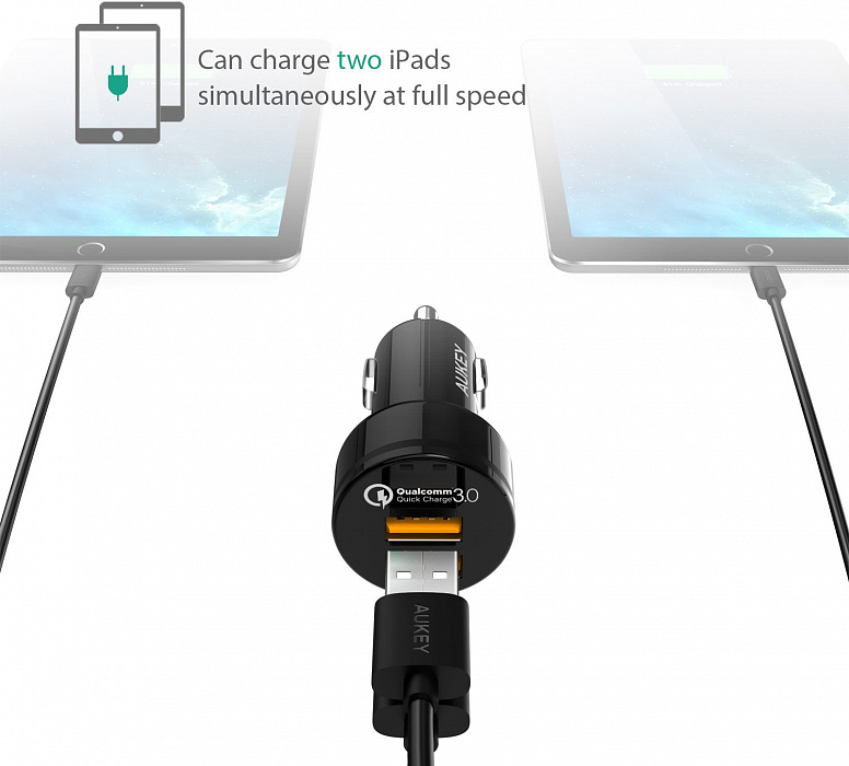 Автомобильная зарядка Aukey CC-T8 (Black) купить в интернет-магазине icover