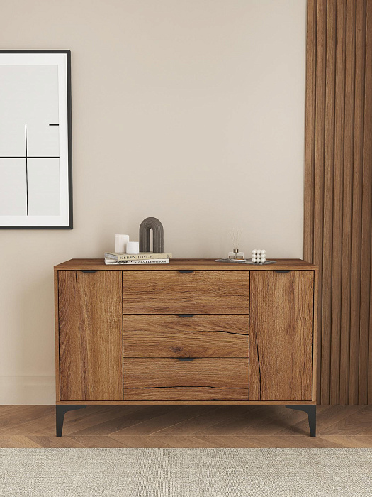 Комод Ridberg OKAYAMA 2Д/3Я (Dark Oak/Black) купить в интернет-магазине icover