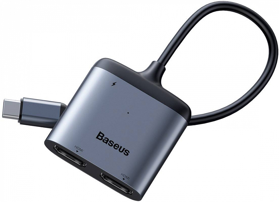 Переходник Baseus Enjoy HUB USB Type-C - HDMI 2x PD HD - USB Type-C (CAHUB-I0G) (Deep Grey) купить в интернет-магазине icover
