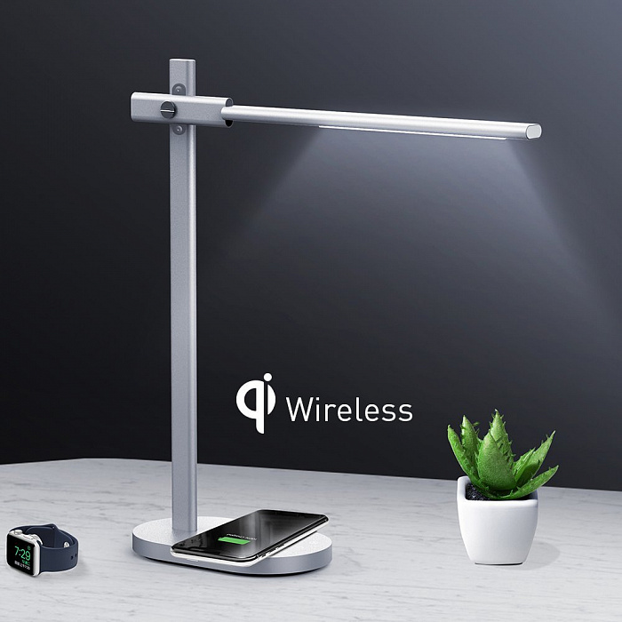 Лампа с беспроводной зарядкой Momax LED Desk Lamp with Wireless Charging Pad (Silver) купить в интернет-магазине icover