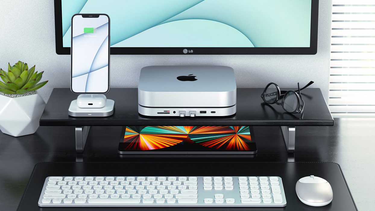 Док-станция Satechi Stand & Hub (ST-MMSHS) для Mac Mini M1 2020 (Silver) купить в интернет-магазине icover