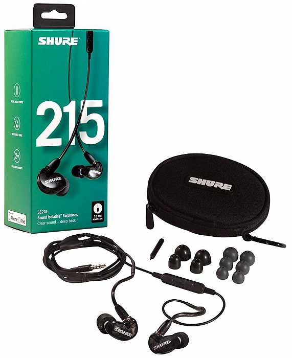 Внутриканальные наушники Shure SE215-K-UNI-EFS (Black) купить в интернет-магазине icover