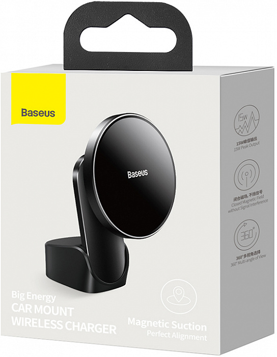 Автомобильный держатель Baseus Big Energy Car Mount Wireless Charger (WXJN-01) для iPhone 12 (Black) купить в интернет-магазине icover