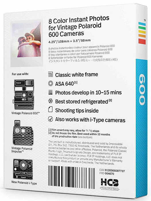 Картридж Polaroid Color Film 600 4670 (White) купить в интернет-магазине icover