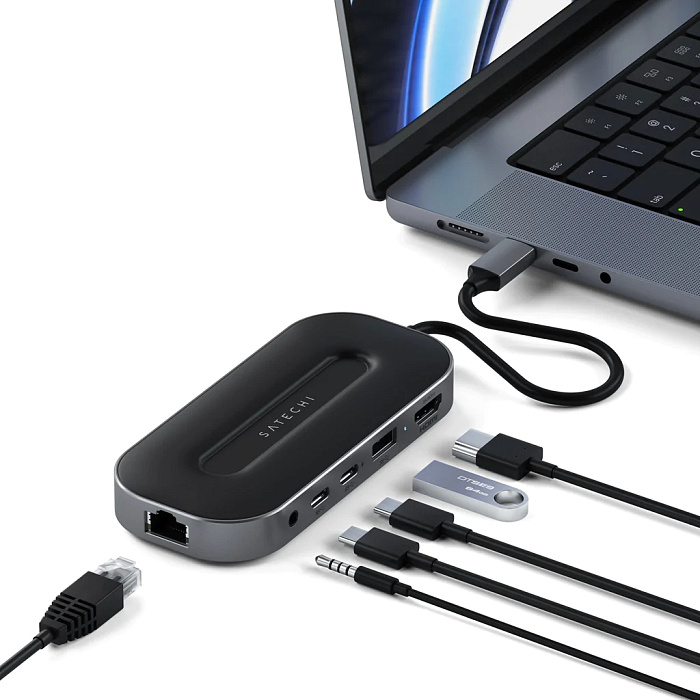 USB-хаб Satechi USB4 Multiport Adapter (ST-U4MGEM) 2.5G Ethernet, 8K HDMI, USB-A, USB-C PD (Space Grey) купить в интернет-магазине icover
