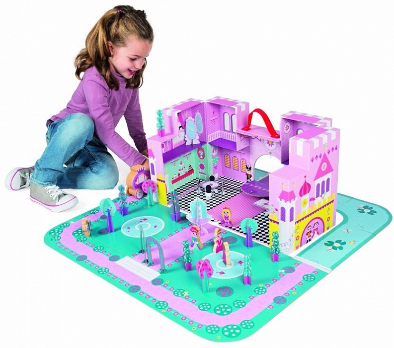 Janod Замок принцессы (J02789) - конструктор (Pink) купить в интернет-магазине icover