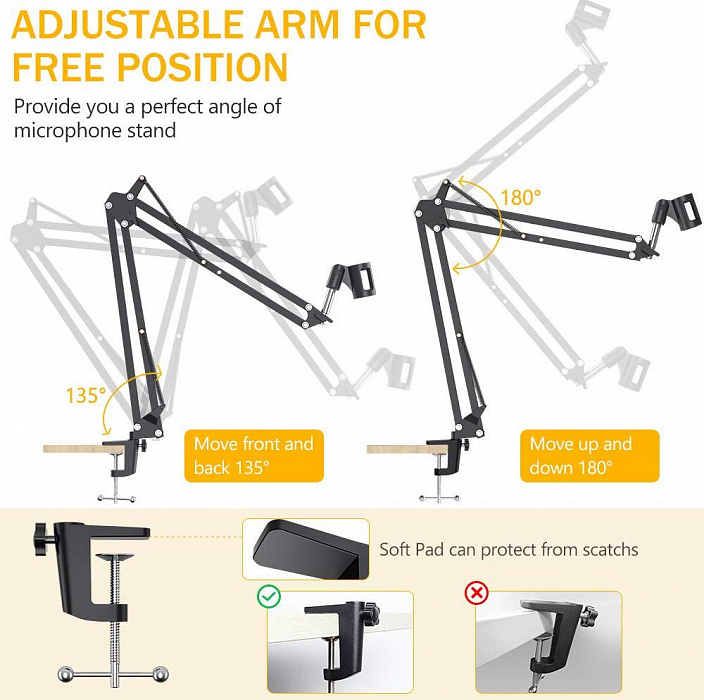 Микрофонная стойка Maono Arm Stand AU-B01 (Black) купить в интернет-магазине icover
