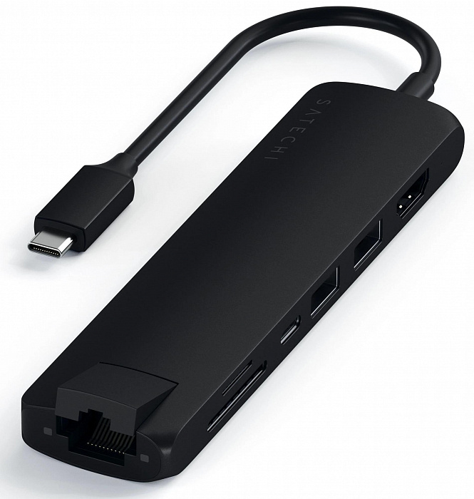 Хаб Satechi USB-C Slim Multi-Port Adapter ST-UCSMA3K (Black) купить в интернет-магазине icover