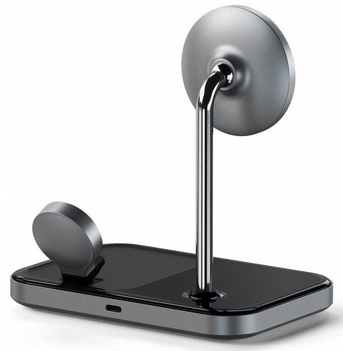 Беспроводное зарядное устройство Satechi Magnetic 3-in-1 Wireless Charging Stand ST-WMCS3M (Space Grey) купить в интернет-магазине icover