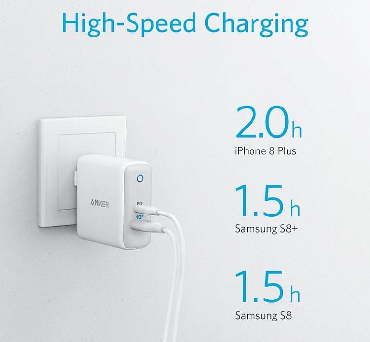 Сетевое зарядное устройство Anker PowerPort PD+2 (A2636G21) 20W+15W (White) купить в интернет-магазине icover