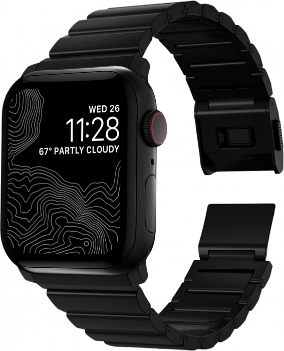 Ремешок Nomad Titanium Band v2 для Apple Watch Series SE/6/2/3/4 42/44 mm (Black) купить в интернет-магазине icover
