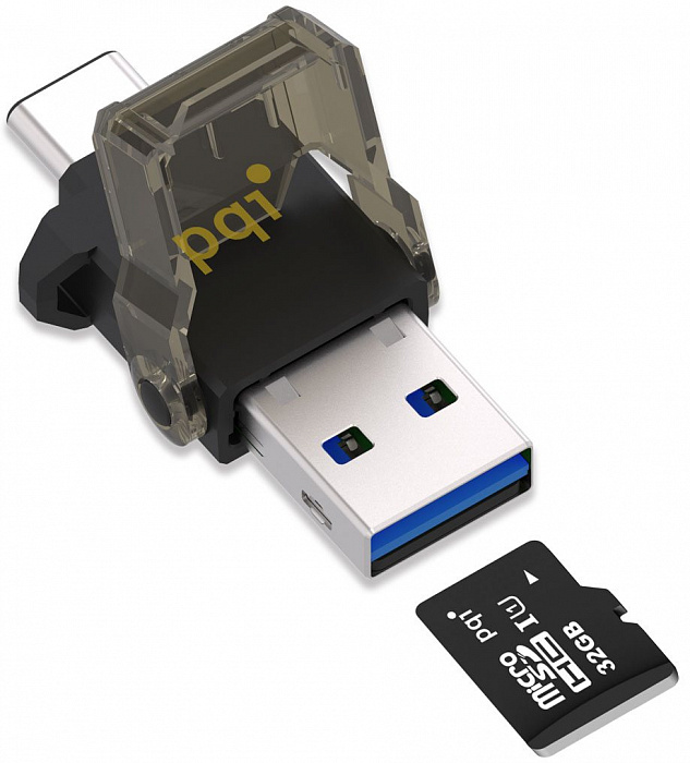 Картридер PQI Connect 312 USB 3.1 Type-C OTG (Black) купить в интернет-магазине icover