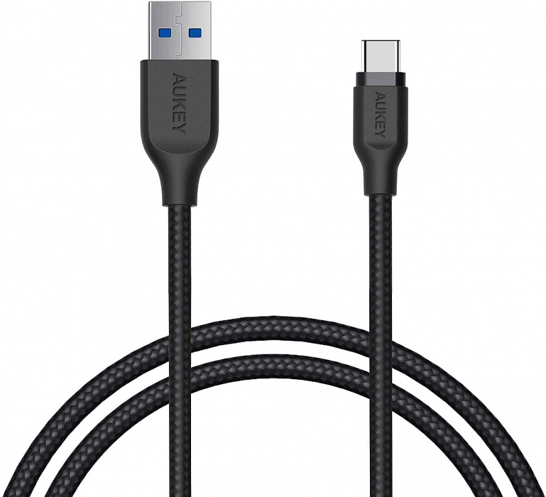 Кабель Aukey Braided Nylon (CB-AC1) USB-C to USB-A 3.1 1.2m (Black) купить в интернет-магазине icover