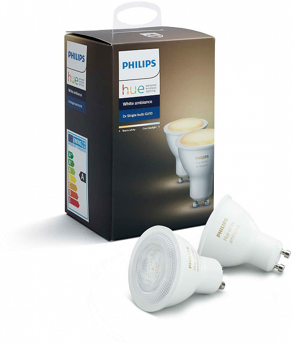 Умные светодиодные  лампы Philips Hue White Ambiance Bluetooth GU10 2 шт (8718699629298) купить в интернет-магазине icover
