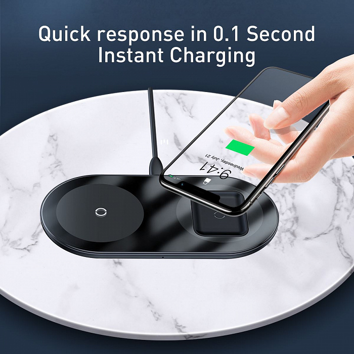 Беспроводное зарядное устройство Baseus Simple 2in1 WXJK-01 (Black) купить в интернет-магазине icover