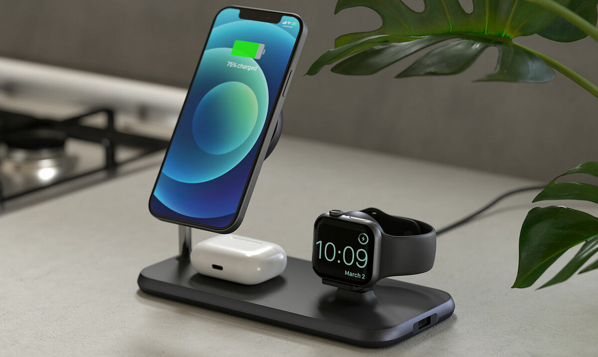 Беспроводное зарядное устройство Zens Aluminium 4-in-1 Magnetic Wireless Charger (ZEDC18B/00) купить в интернет-магазине icover