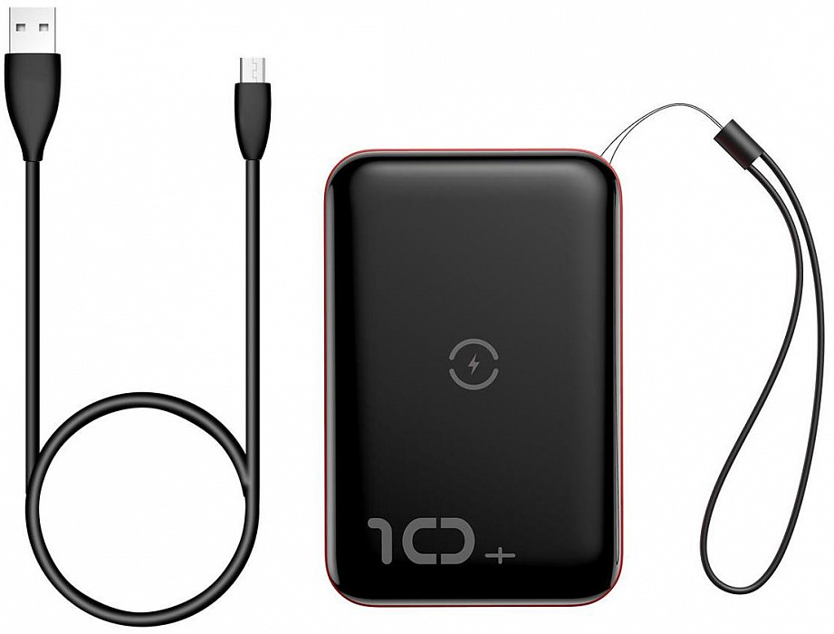 Внешний аккумулятор Baseus Mini S Bracket 10W Wireless Charger 10000mAh (Black/Red) купить в интернет-магазине icover