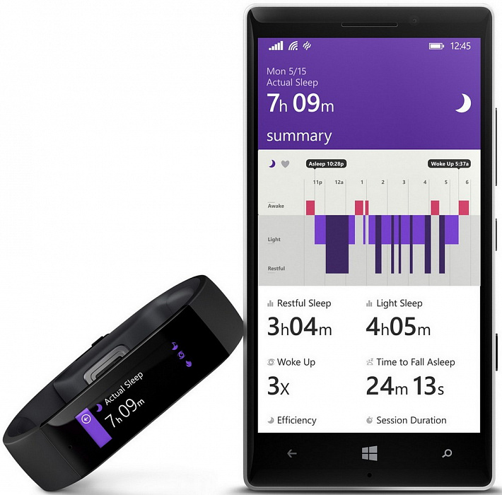 Microsoft Band (Size M) - фитнес-браслет для Windows Phone/iOS/Android (Black) купить в интернет-магазине icover