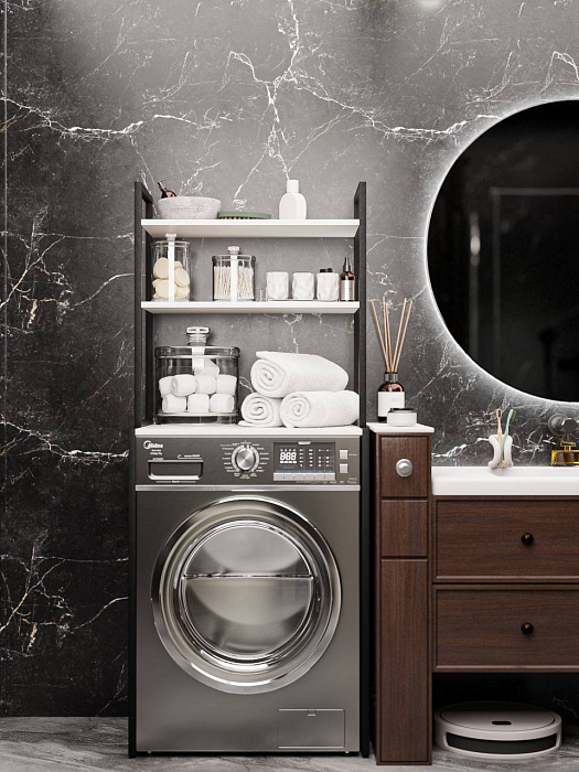 Стеллаж лофт над стиральной машинкой RIDBERG ATLANTA (White/Black) купить в интернет-магазине icover