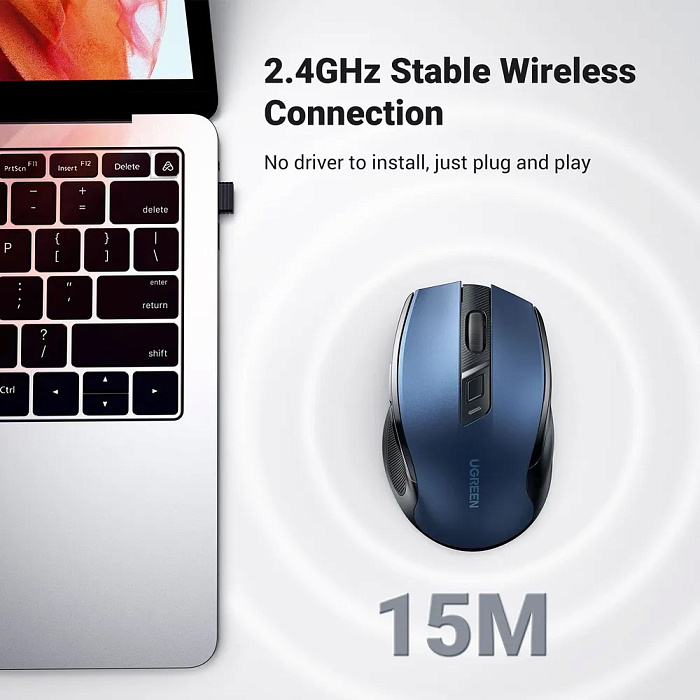 Беспроводная мышь Ugreen MU006 (15064) Ergonomic Wireless Mouse (Blue) купить в интернет-магазине icover