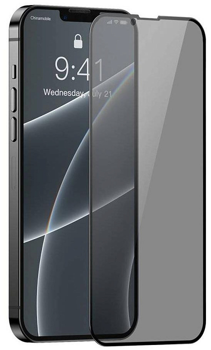 Защитное стекло Baseus 0.3mm Full-screen and Full-glass Anti-spy Tempered Glass Film (SGQP010701) для iPhone 13/13Pro (Black) купить в интернет-магазине icover