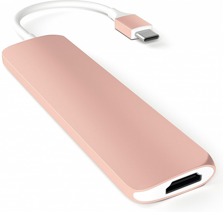 Мультипереходник Satechi Slim Aluminum Type-C Multi-Port Adapter ST-CMAR 4K HDMI (Rose Gold) купить в интернет-магазине icover
