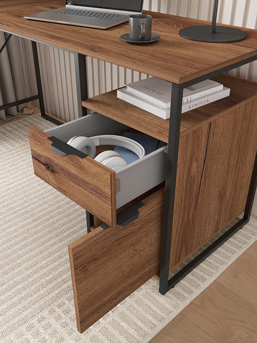 Стол письменный лофт RIDBERG NEVADA (Dark Oak/Black) купить в интернет-магазине icover