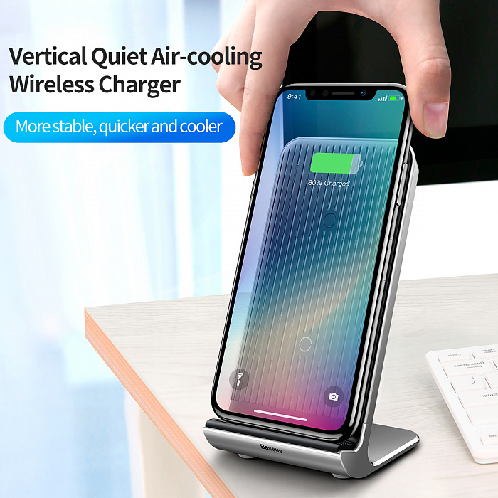 Беспроводное зарядное устройство Baseus Vertical Desktop WXLS-01 (Black) купить в интернет-магазине icover