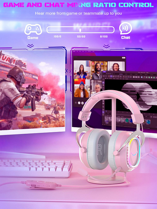 Игровые наушники Fifine H13 Gaming Headsets (Pink) купить в интернет-магазине icover
