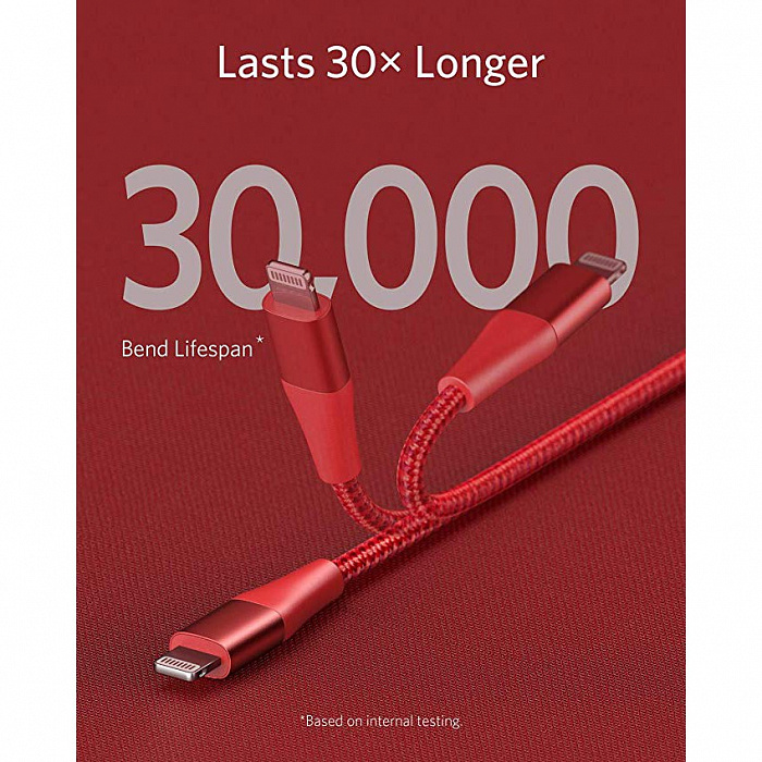 Кабель Anker Powerline+ II (A8653) USB-C to Lightning 1.8m (Red) купить в интернет-магазине icover