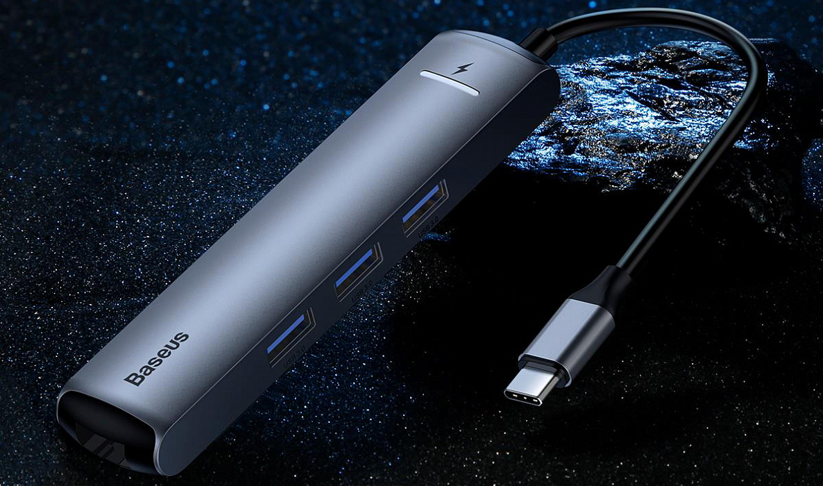 USB-концентратор Baseus Mechanical eye Six-in-one CAHUB-J0G (Grey) купить в интернет-магазине icover