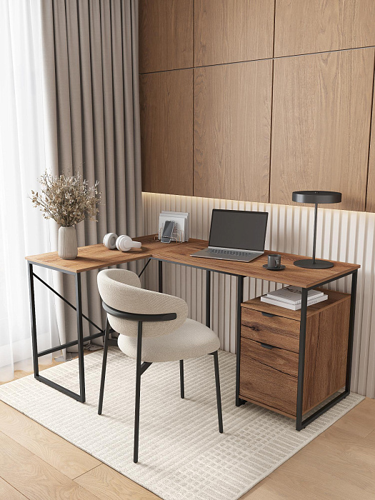 Стол письменный лофт RIDBERG NEVADA (Dark Oak/Black) купить в интернет-магазине icover