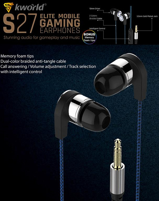 Наушники с микрофоном Kworld Gaming S27 (Black) купить в интернет-магазине icover