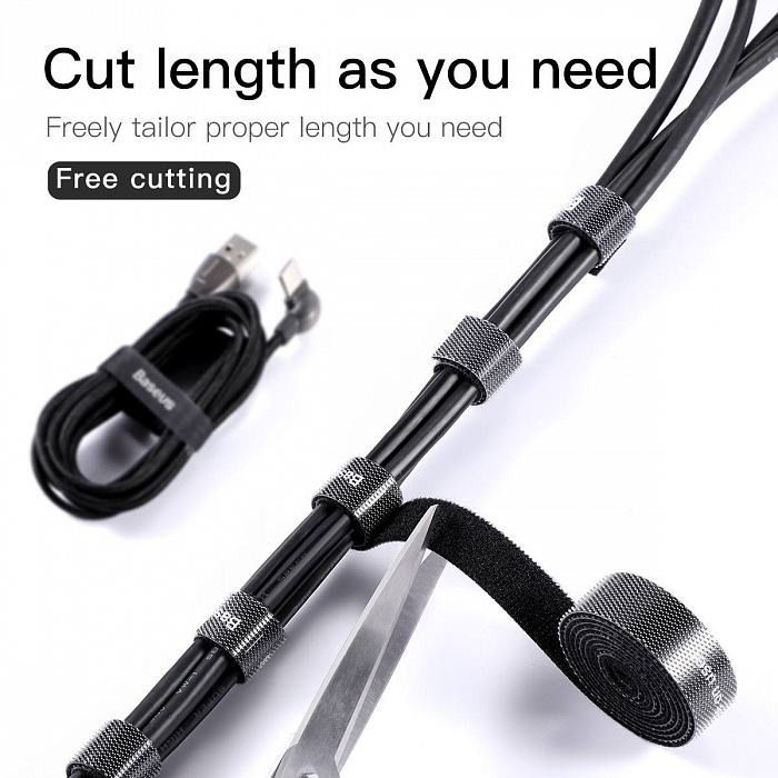 Органайзер проводов Baseus Rainbow Circle Velcro Straps 1m ACMGT-E01 (Black) купить в интернет-магазине icover